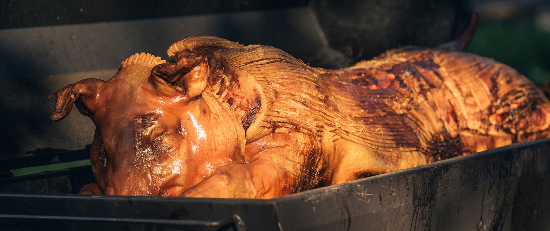 Helstegt pattegris på grillen